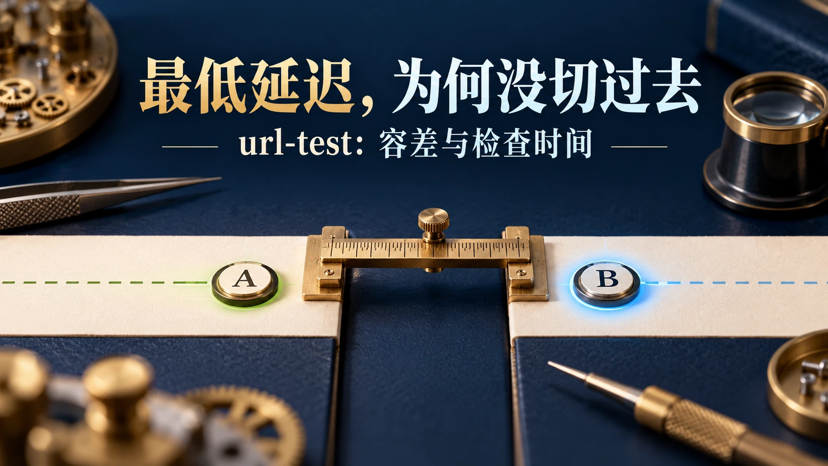 两条候选路径与精密间隙量具构成的原创url-test容差封面